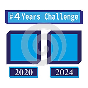 Four Years Challenge Comparison. Year 2020 versus 2024. Time Progress Concept. Vector illustration. EPS 10.