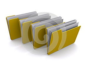 Four yellow folders