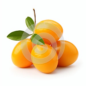 Four Yellow Tangerines In Neogeo Style On White Background