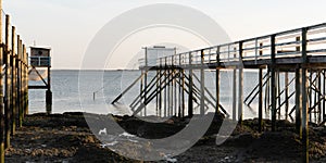 FOURAS in Charente Maritime, France fishing house on stilts Carrelet in web banner template banner