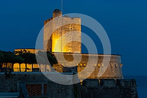 Fouras les bains fortification castle fort medieval in Charente France on night