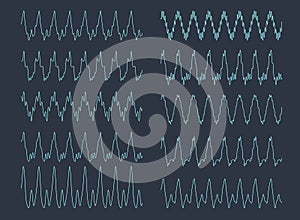 Fourier Waves diagram - visualization of acoustic oscillation types - nature of sound - vector concept of waveform signal types