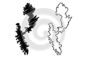 Fournoi island Hellenic Republic, Greece, Greek island, Fournoi Korseon archipelago, Corsiae or Korsiai map vector illustration