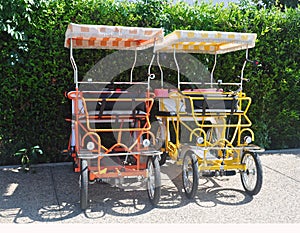 Fourseater bicycles orange/yellow