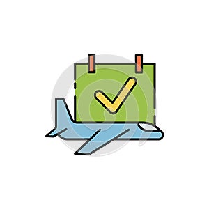 foursquare check in, departure, travel line colored icon. elements of airport, travel illustration icons. signs, symbols can be