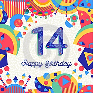 Fourteen 14 year birthday greeting card number
