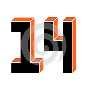 Fourteen numeral icon vector illustration