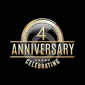 Fourth Anniversary emblem. Anniversary badge.