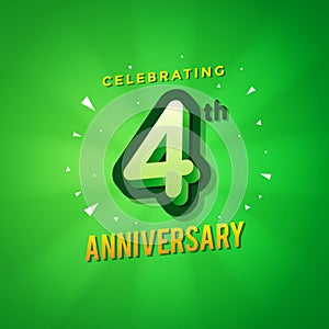 Fourth Anniversary with Green Background Poster