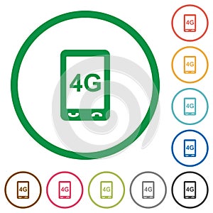 Fourth generation mobile connection speed flat icons with outlines