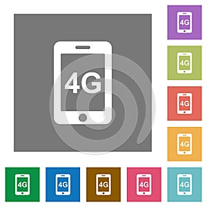 Fourth generation mobile network square flat icons