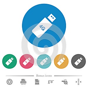Fourth generation mobile stick flat round icons
