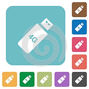 Fourth generation mobile stick rounded square flat icons