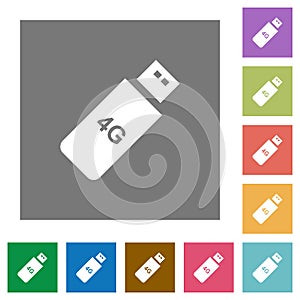 Fourth generation mobile stick square flat icons