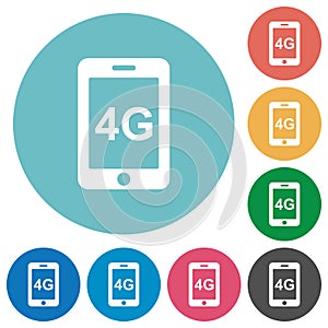 Fourth gereration mobile network flat round icons