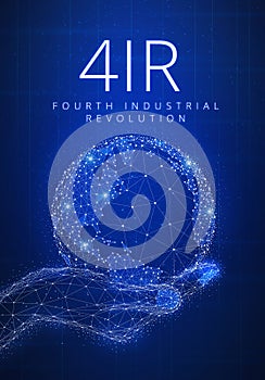 Fourth industrial revolution futuristic hud banner with globe in