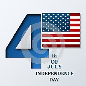 Fourth of July. American Independence Day. Vector illustration with USA flag for Happy Independence Day banner or poster