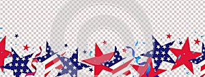 Fourth of July background. 4th of July holiday long horizontal border