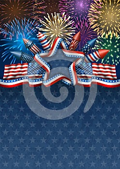 Fourth of July Background with Fireworks