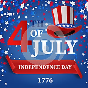 Fourth of July greeting card template. United States of America Independence day design. Vector Illustration - 4th of