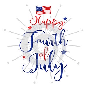 Fourth of July hand lettering inscription for greeting card, banner etc. Happy Independence Day of United States of America photo