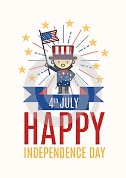 Fourth of July Happy Independence day greeting card, poster or f