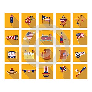 Fourth of july independence day collection. Vector illustration decorative design