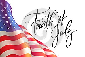 Fourth of July Independence Day poster or card template with american flag. Vector illustration