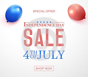 Fourth of July, United States of America Independence Day special offer sale. Vector banner illustration background with text