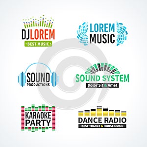 Fourth set of dj music equalizer logo vector