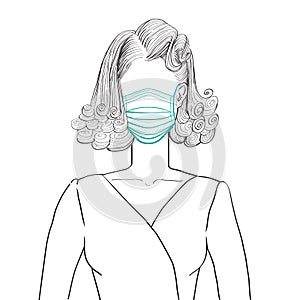 forties hairstyle woman with mask avatar photo