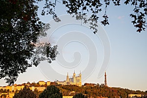 FourviÃ¨re hill in the early morning (Lyon-France
