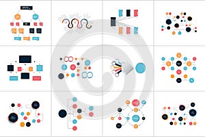 Fowcharts schemes, diagrams. Mega set. Simply color editable.