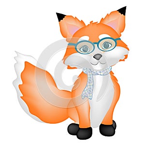 Cute Fox Editable Vector Cartoon