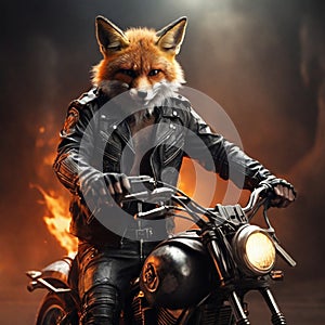 Fox biker on a chopper