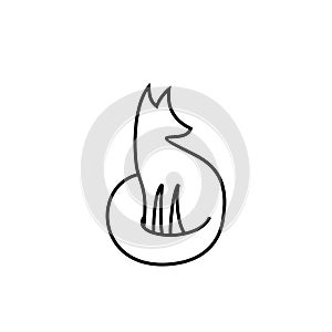 Fox black line logo icon designs vector