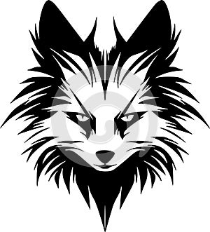 Fox - black and white isolated icon - vector illustration