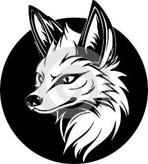 Fox - black and white vector illustration
