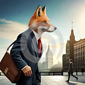 Fox business man carrying a briefcase