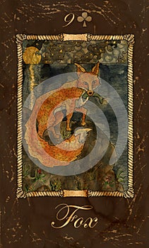 Fox. Card of Old Marine Lenormand Oracle deck.