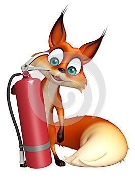 Fox cartoon character with fire extinguisher