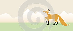 Fox character, copy space template, flat vector stock illustration for overlay and design, little prince book hero