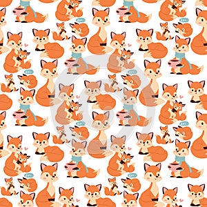 Fox character doing different activities funny happy nature red foxy cute adorable tail and wildlife orange forest