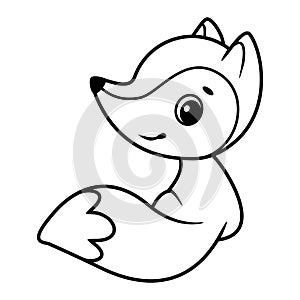 Fox coloring page cartoon vector illustration