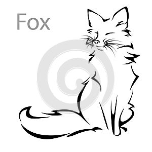 Fox contour. Vector image of a fox. Tattoo, drawing