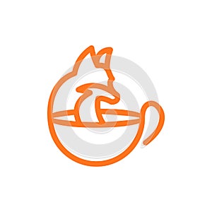 Fox and Cup Coffee logo and abstract design illustration template, simple, clean, elegant, unique and modern logo design