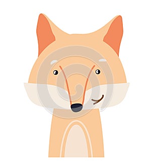 Fox cute animal baby face vector illustration. Hand drawn style nursery character. Scandinavian funny kid design