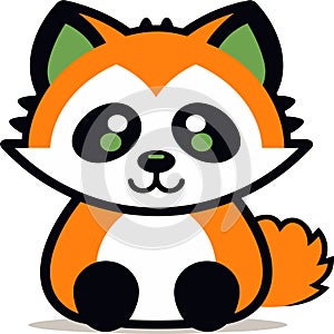 Fox cute cartoon animal icon isolated, vector
