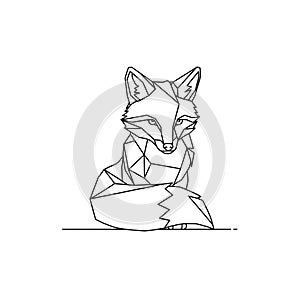 The fox is depicted sitting with a composed expression and prominent ears