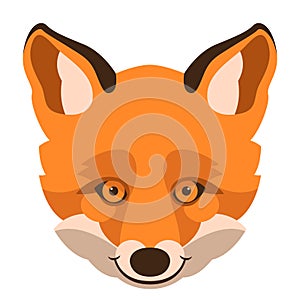 Fox face head vector illustration flat style front